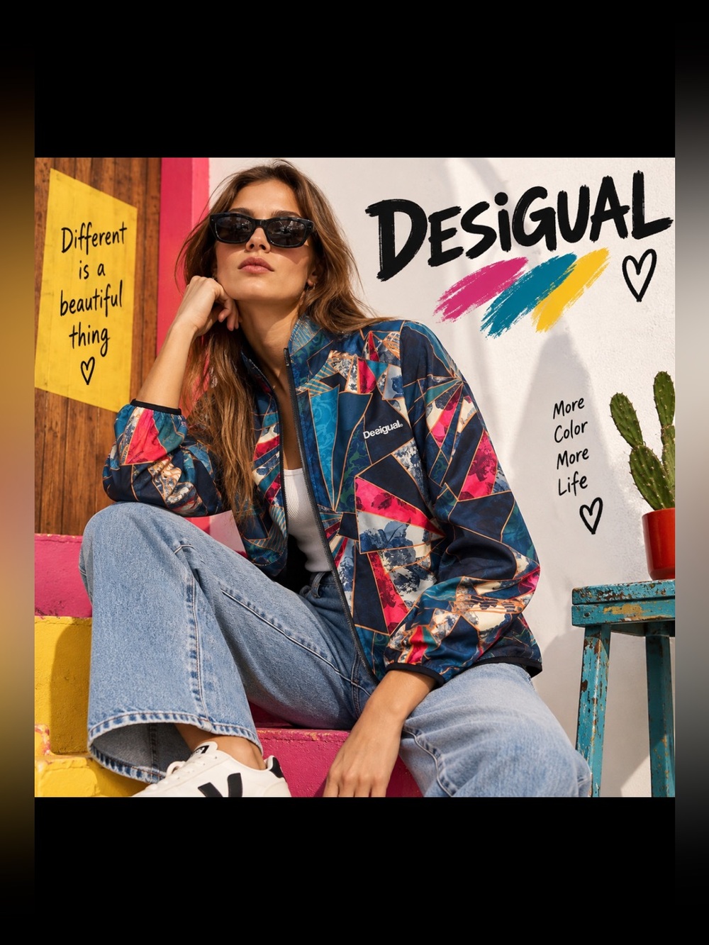 DESIGUAL, the multicolore lightweight windbreaker jacket!